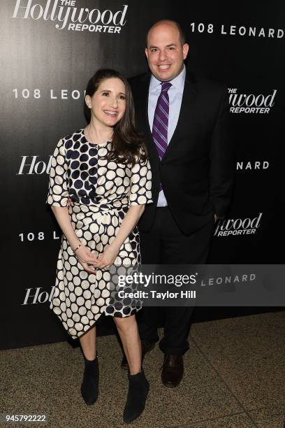 Brian Stelter and Jamie Shupak attend the 2018 The Hollywood Reporter's 35 Most Powerful People In Media at The Pool on April 12, 2018 in New York...