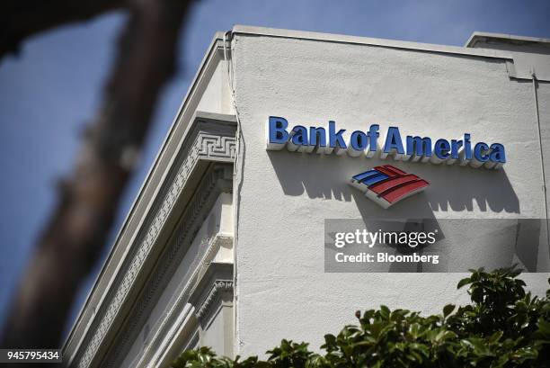 Signage is displayed outside a Bank of America Corp. Branch in Alameda, California, U.S., on Monday, April 9, 2018. Bank of America Corp. Is...