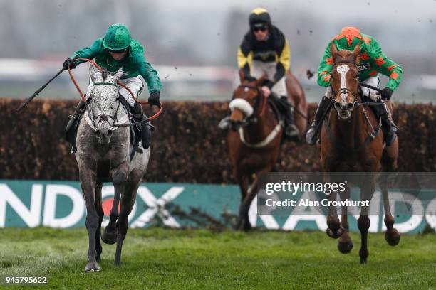 Daryl Jacob riding Terrefort clear the last to win The Betway Mildmay Novices' Chase at Aintree racecourse on April 13, 2018 in Liverpool, England.