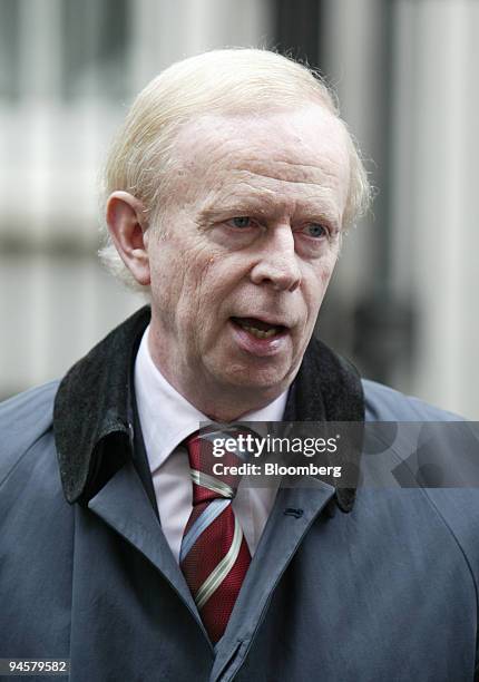 Reg Empey, Leader of the Ulster Unionists talks to the media outside No 11 Downing Street after talks with the UK Chancellor of the Exchequer Gordon...