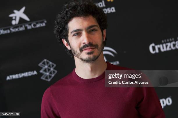 Actor Chino Darin attends 'Las Leyes de la Termodinamica' photocall at the Cervantes Theater on April 13, 2018 in Malaga, Spain.