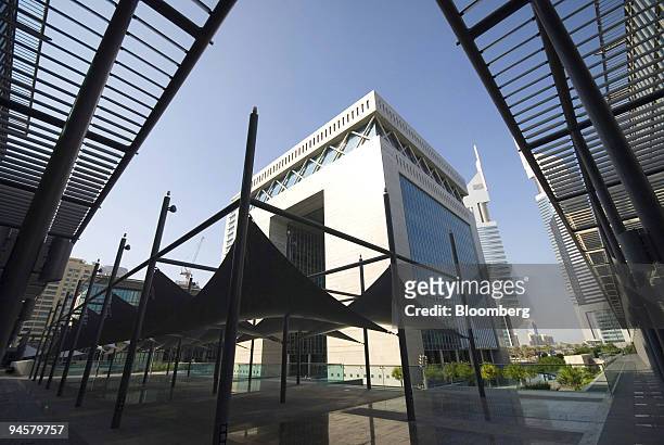 The exterior of "The Gate" sits at the entrance to the Dubai International Financial Centre, in Dubai, United Arab Emirates, on Sunday, Oct. 21,...