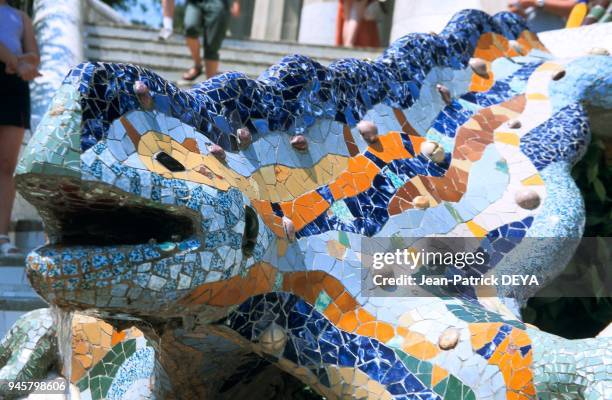 PARC GUELL DECORE PAR GAUDI, BARCELONE, ESPAGNE.