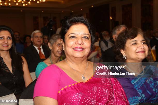 Madhu Chopra, mother of Bollywood actor Priyanka Chopra during the launch of Dr Arvind Lal's book "Corporate Yogi", at ITC Maurya, on April 11, 2018...