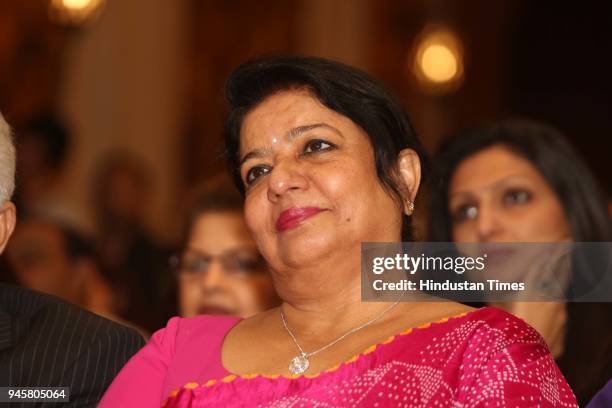 Madhu Chopra, mother of Bollywood actor Priyanka Chopra during the launch of Dr Arvind Lal's book "Corporate Yogi", at ITC Maurya, on April 11, 2018...