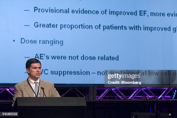 Joshua Hare, M.D., University of Miami, presents the results of the first human trial using mesenchymal stem cells for the treatment of myocardial...