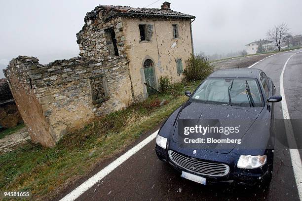 Maserati Quattroporte automobile is test driven near Guiglia, Italy, Tuesday, March 20, 2007. Look into the cockpit of a gorgeous, exotic car and --...