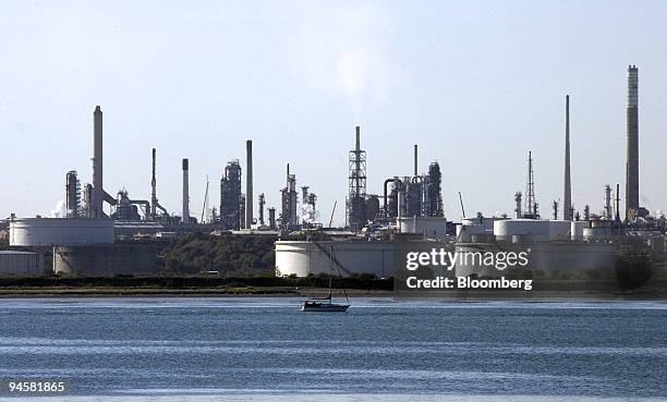 The Esso oil refinery at Fawley is viewed across Southampton water, in Southampton, U.K., on Friday, Oct. 19, 2007. Crude oil breached $90 a barrel...