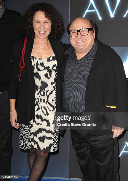 Rhea Perlman and Danny Devito attends the Los Angeles premiere of "Avatar" at Grauman's Chinese Theatre on December 16, 2009 in Hollywood, California.