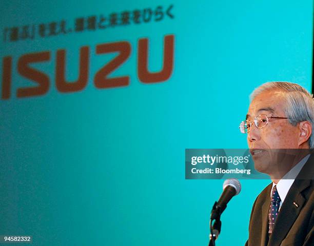 Yoshinori Ida, president of Isuzu Motors Ltd., speaks during a news conference in Tokyo, Japan, on Thursday, May 24, 2007. Isuzu Motors Ltd., Japan's...