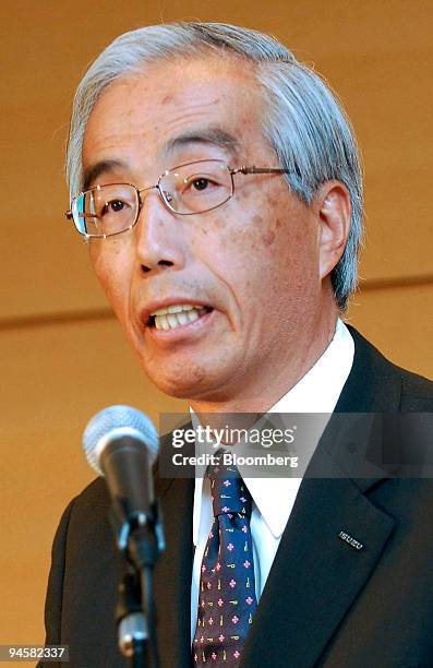Yoshinori Ida, president of Isuzu Motors Ltd., speaks during a news conference in Tokyo, Japan, on Thursday, May 24, 2007. Isuzu Motors Ltd., Japan's...