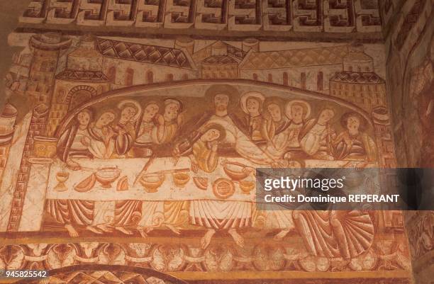 Frescoes from the XIIth century, discovered in 1849. The XIIth century church is decorated with 120 sculpted capitals and its crypt is covered in...