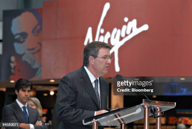 Larry Berg, president and chief executive officer of the Vancouver Airport Authority, speaks to members of the media gathered at the new...