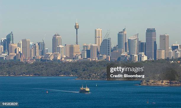 Ferry makes its way down Sydney harbor in Sydney, Australia, on Monday, May 21, 2007.