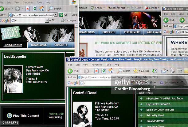 Online windows of Bill Graham Archives, LLC, are arranged for a photograph in Mumbai, India, on Thursday, Oct. 18, 2007. The Grateful Dead, the...