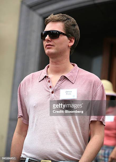 Janus Friis, of Joost Enterprises Corp., walks outside during lunch at the annual Allen and Co. Media and Technology Conference in Sun Valley, Idaho,...