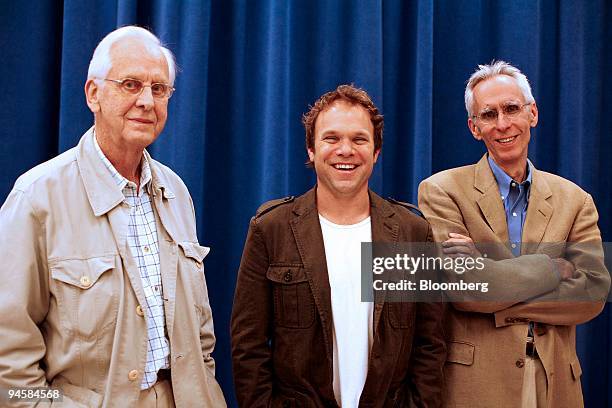 From left, director Michael Blakemore, actor Norbert Leo Butz and actor David Ives, who worked on "Is He Dead?" a play written by Mark Twain in 1898,...