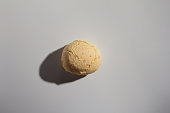 Pao de Queijo is a cheese bread ball from Brazil. Also known as Chipa, Pandebono and Pan de Yuca. One snack over white background, minimalism.