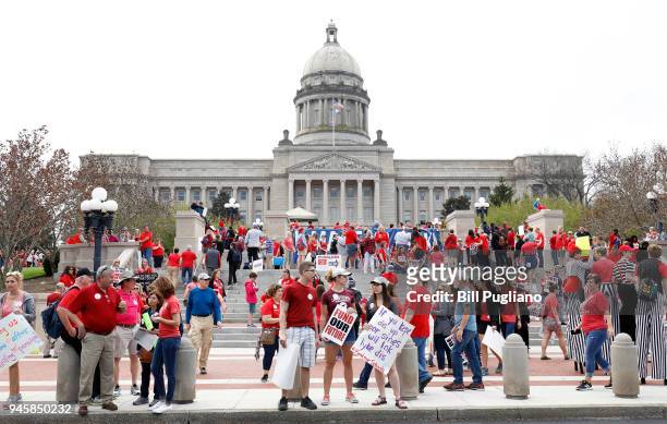 Kentucky Public school teachers rally for a "day of action" at the Kentucky State Capitol to try to pressure legislators to override Kentucky...