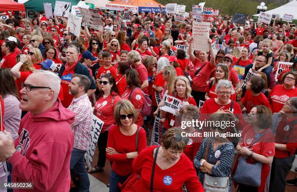 Kentucky Public school teachers rally for a "day of action" at the Kentucky State Capitol to try to pressure legislators to override Kentucky...