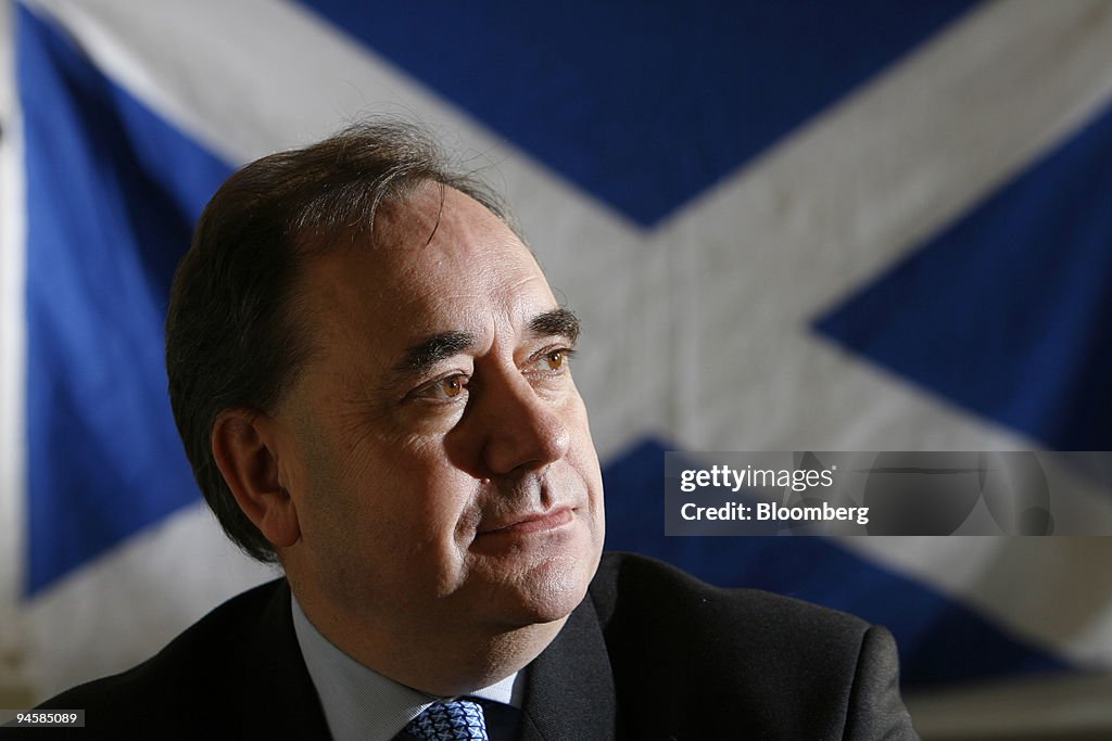 Alex Salmon, Leader of the Scottish National Party poses wit