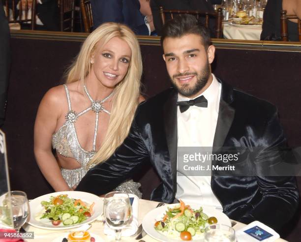 Honoree Britney Spears and Sam Asghari attend the 29th Annual GLAAD Media Awards at The Beverly Hilton Hotel on April 12, 2018 in Beverly Hills,...
