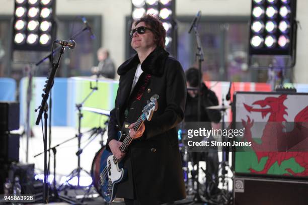 Manic Street Preachers seen rehearsing for the BBC One Show on April 13, 2018 in London, England.
