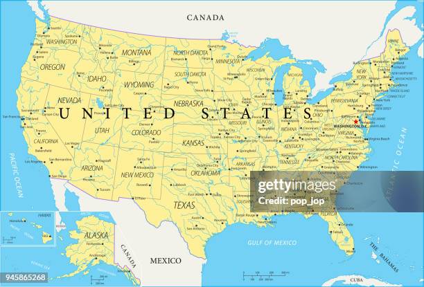 map of united states - vector - detroit stock illustrations