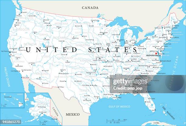 map of united states - vector - detroit vector stock illustrations