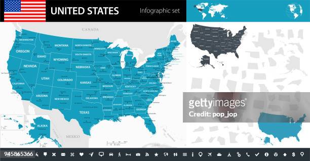 stockillustraties, clipart, cartoons en iconen met kaart van verenigde staten - infographic vector - het zuiden van de verenigde staten