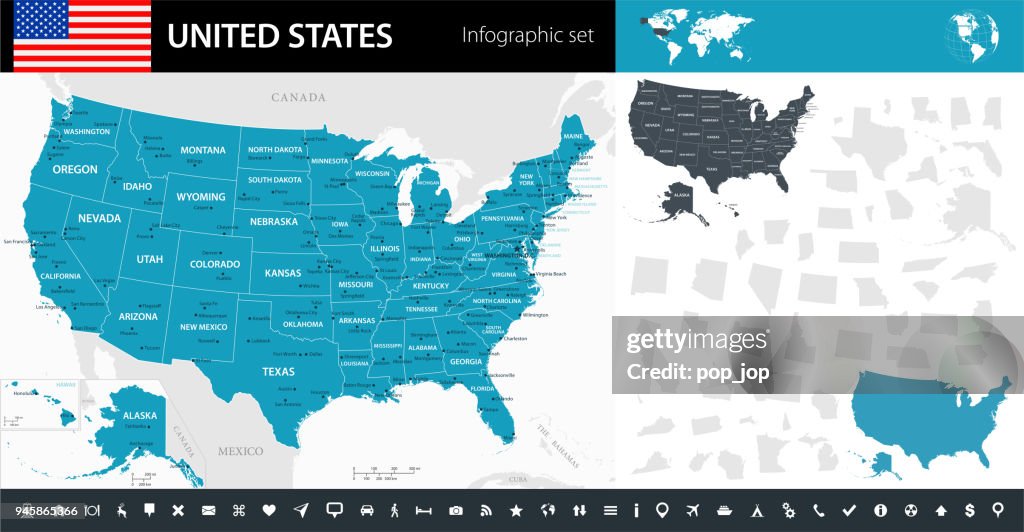Map of United States - Infographic Vector