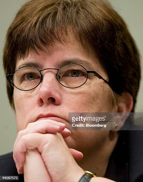 Valerie Caproni, general counsel for the Federal Bureau of Investigation, listens to opening statements during a hearing of the House Judiciary...