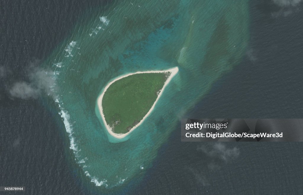 SEPTEMBER 3, 2016: DigitalGlobe overview imagery of this unnamed island in the South China Sea within the Paracel Islands.