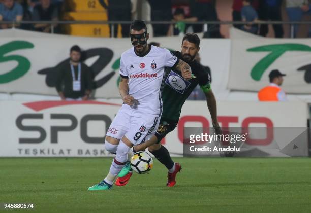 Alvaro Negredo Sanchez of Besiktas in action during the Turkish Super Lig soccer match between Teleset Mobilya Akhisarspor and Besiktas at Spor Toto...