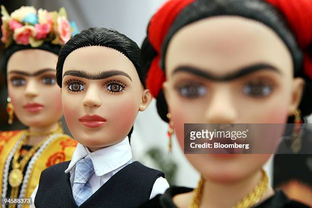 Frida Kahlo dolls are ready for packaging at a production company in Mexico City, Mexico, on May 18, 2007. In July, Mexico will celebrate what would...