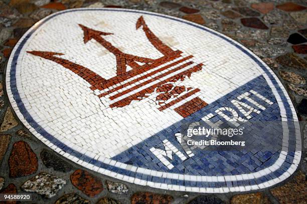 Mosaic of the Maserati logo is seen at the entrance to the Panini automotive museum in Modena, Italy, Monday, March 19, 2007. Look into the cockpit...