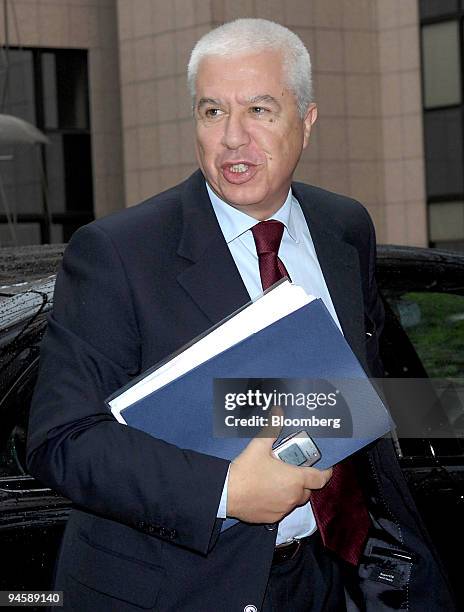 Fernando Teixeira dos Santos, the Portuguese finance minister arrives for a Eurogroup meeting in Brussels, Belgium, Monday, July 9, 2007. Portugal...