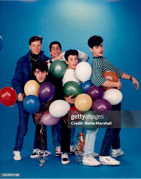 Pop group New Kids on the Block are photographed for Teen Beat Magazine in 1988 in New York City.