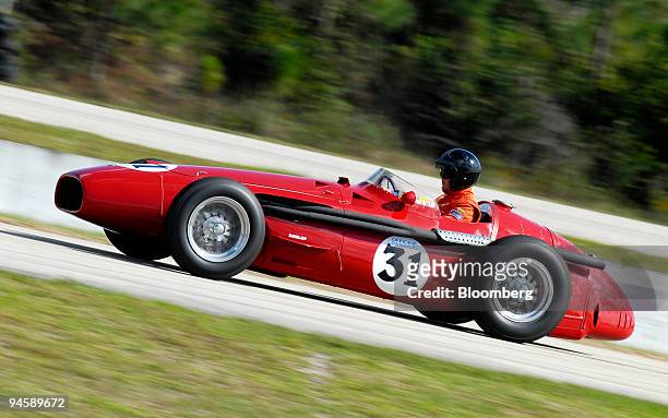 The 1953 Maserati 250F Grand Prix racer of Peter Giddings is driven during the Shell Historic Challenge at the 2007 Cavallino Classic at Moroso...