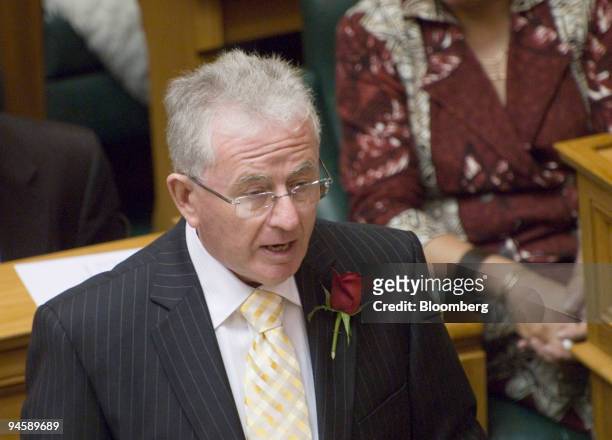 Michael Cullen, finance minister of New Zealand, presents the annual budget to Parliament, Wellington, New Zealand, on Thursday, May 17, 2007. New...