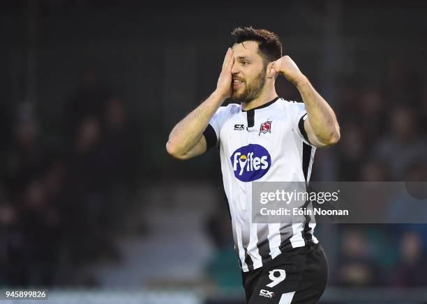 Wicklow , Ireland - 13 April 2018; Patrick Hoban of Dundalk celebrates after scoring his side's first goal during the SSE Airtricity League Premier...