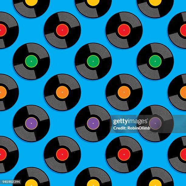 vinyl schallplatten nahtlose muster - gramophone stock-grafiken, -clipart, -cartoons und -symbole