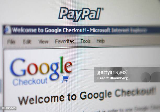 EBay's PayPal and Google Inc.'s Checkout are displayed on a computer screen in New York, on Friday, July 6, 2007. EBay Inc.'s Meg Whitman is doing...