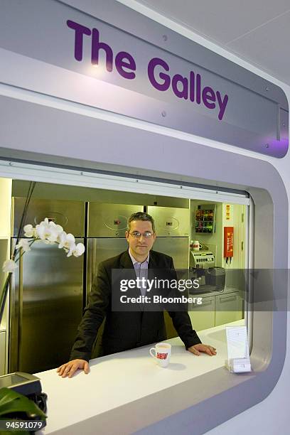 Yotel Operations Director Nigel Buchanan stands at the Galley reception area at the new Japanese-style Yotel at Gatwick airport, Gatwick, UK.,...