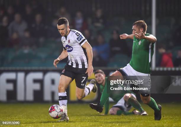 Wicklow , Ireland - 13 April 2018; Michael Duffy of Dundalk in action against Daniel McKenna of Bray Wanderers during the SSE Airtricity League...