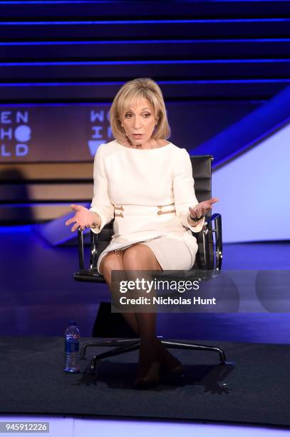 Journalist Andrea Mitchell speaks on stage at the 2018 Women In The World Summit at Lincoln Center on April 13, 2018 in New York City.