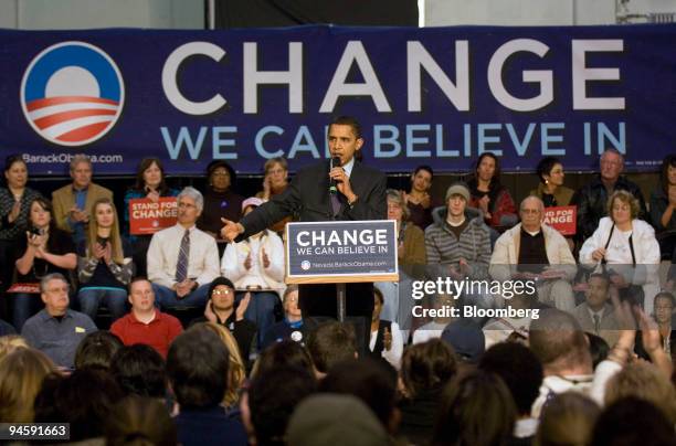 Barack Obama, U.S. Senator from Illinois and 2008 Democratic presidential candidate, speaks at a campaign rally on the campus of the University of...