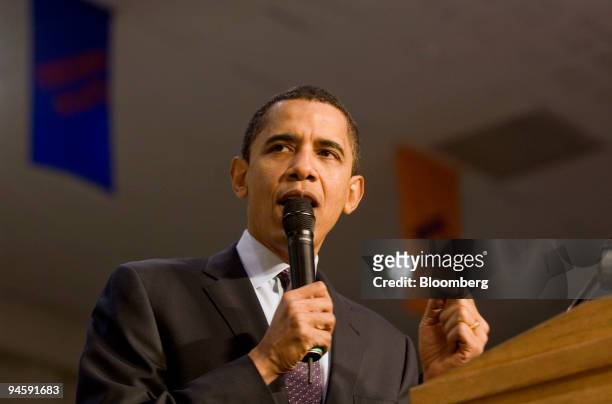 Barack Obama, U.S. Senator from Illinois and 2008 Democratic presidential candidate, speaks at a campaign rally on the campus of the University of...