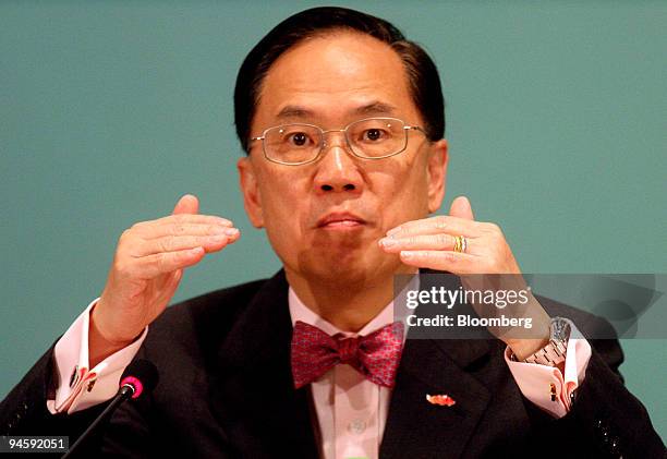 Hong Kong's Chief Executive Donald Tsang speaks during the Economic Summit on "China's 11th Five-Year Plan and the Development of Hong Kong " at the...