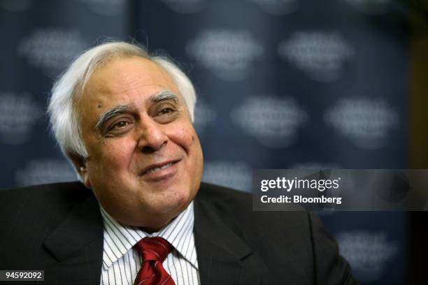 Kapil Sibal, India's Minister of Science and Technology, speaks at a briefing at the World Economic Forum China Business Summit in Beijing, China, on...